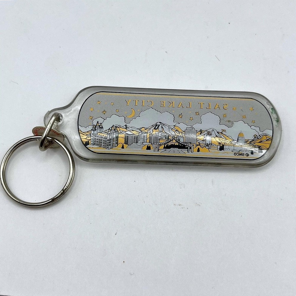 Vintage Salt Lake City Utah Acrylic Keychain Skyline Souvenir Retro Travel Gift‎